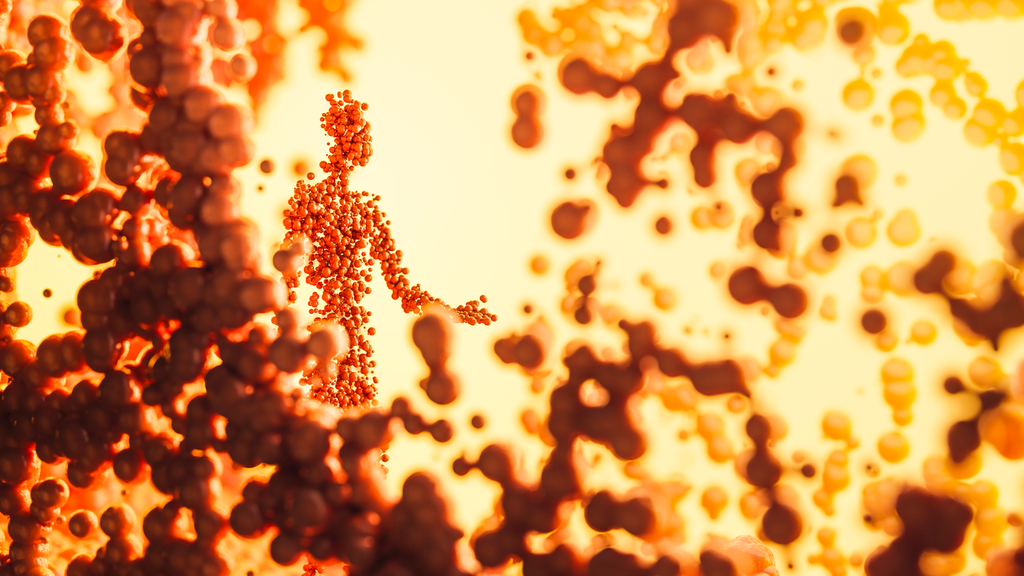 Illustration représentant une personne habillée en astronaute sur un fond coloré